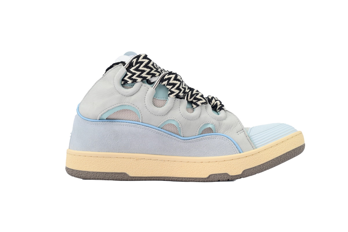 Lanvin Leather Curb Sneaker Pale Blue