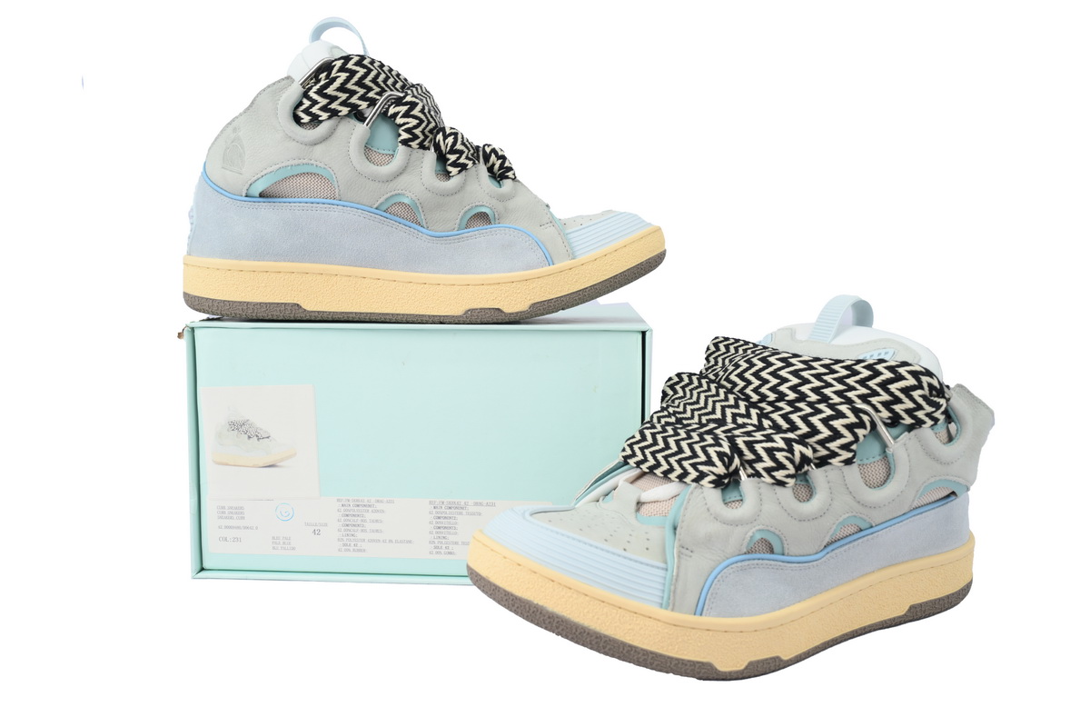 Lanvin Leather Curb Sneaker Pale Blue