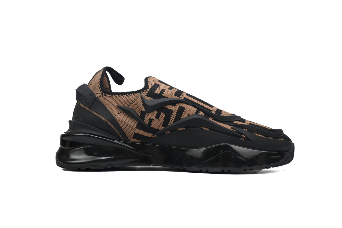 Fendi Knit Fabric And Rubber Flow Mesh Running Sneakers Brown