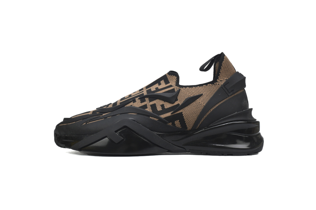Fendi Knit Fabric And Rubber Flow Mesh Running Sneakers Brown