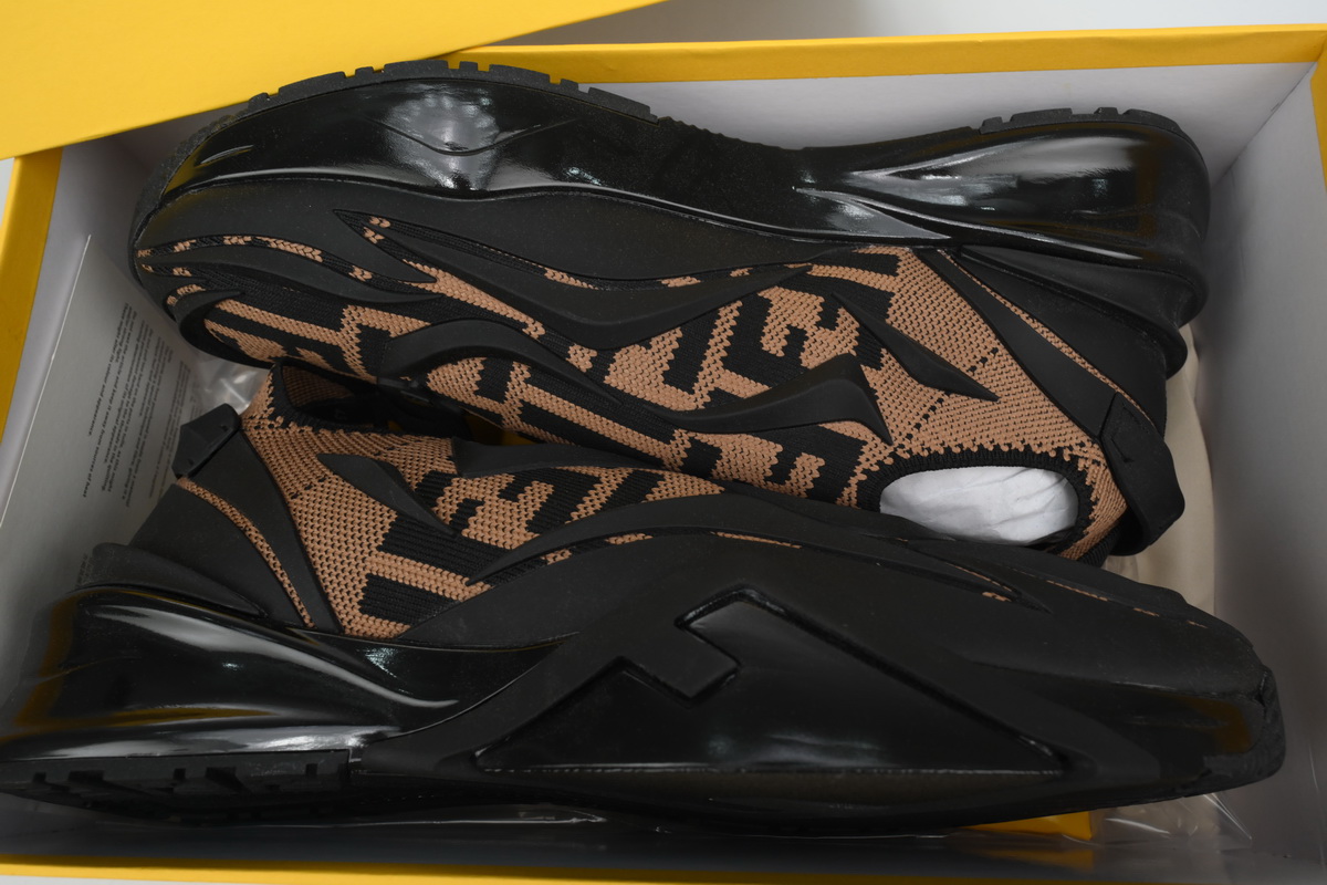 Fendi Knit Fabric And Rubber Flow Mesh Running Sneakers Brown