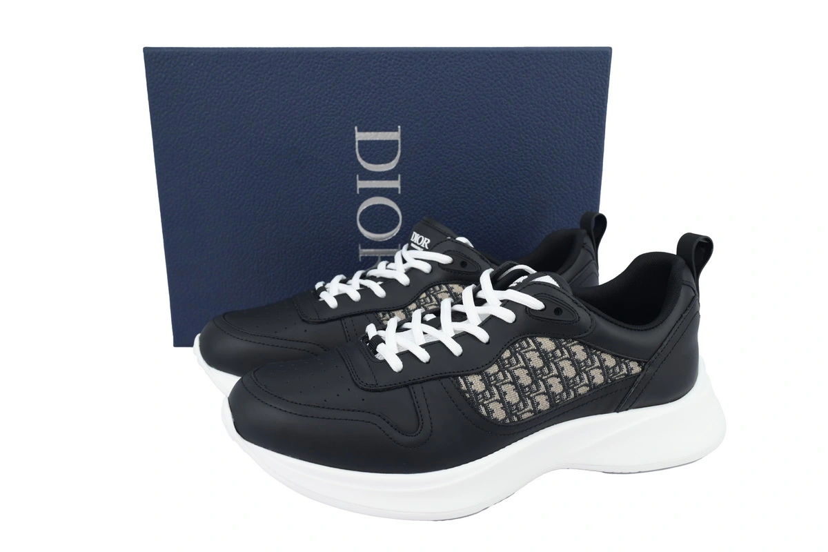 Dior B25 Runner Black Smooth Calfskin Oblique Jacquard