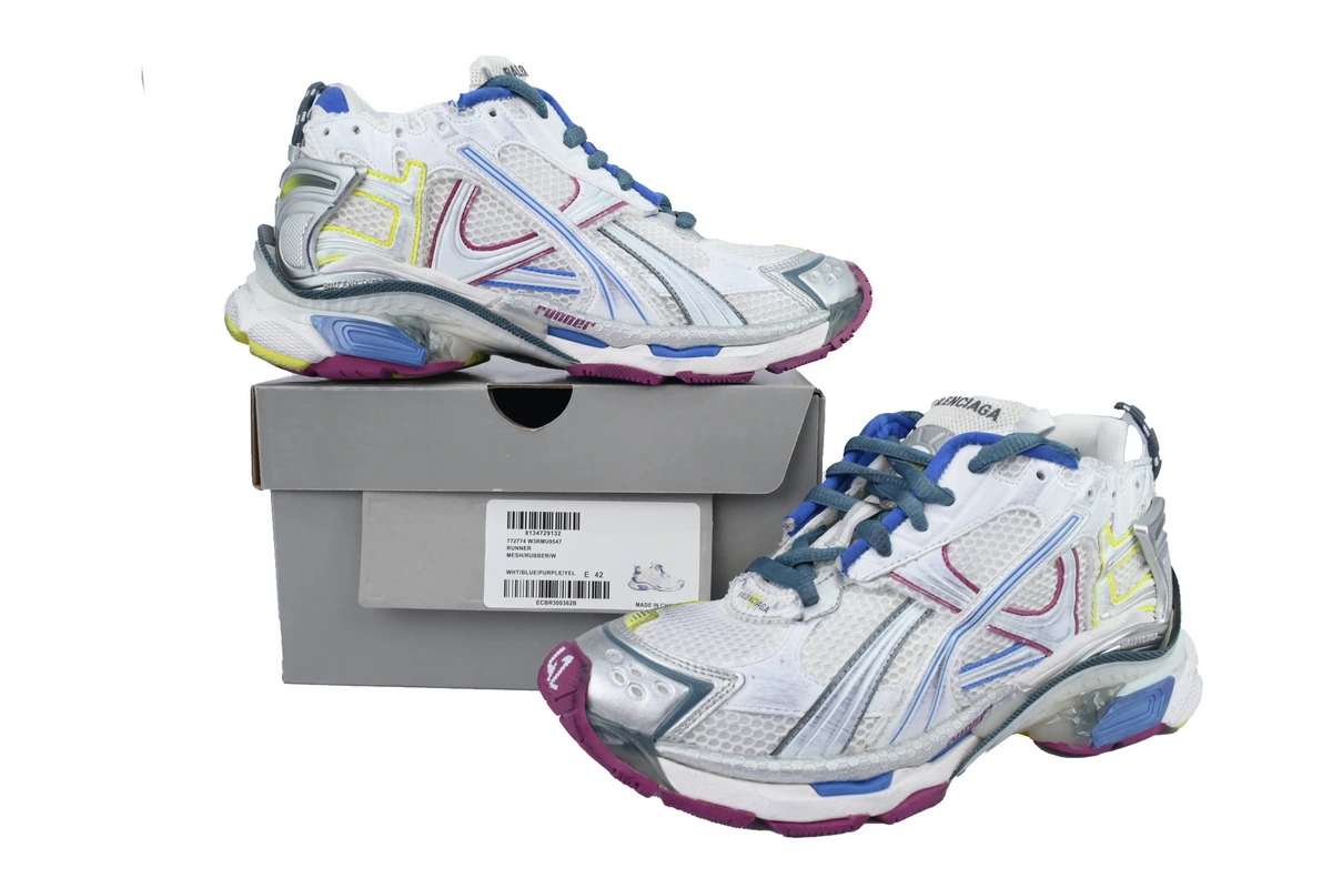 Balenciaga Runner Sneaker White Purple Blue 772767 W3RMU 9547