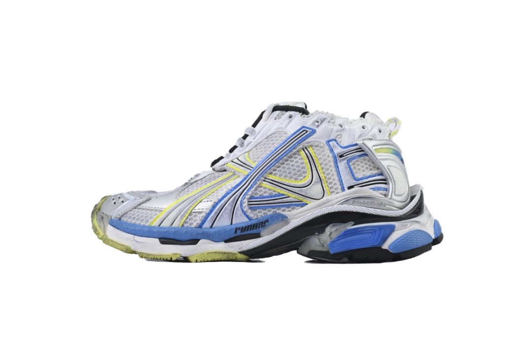 Balenciaga Runner Sneaker White Yellow Blue 772774 W3RMU 9074