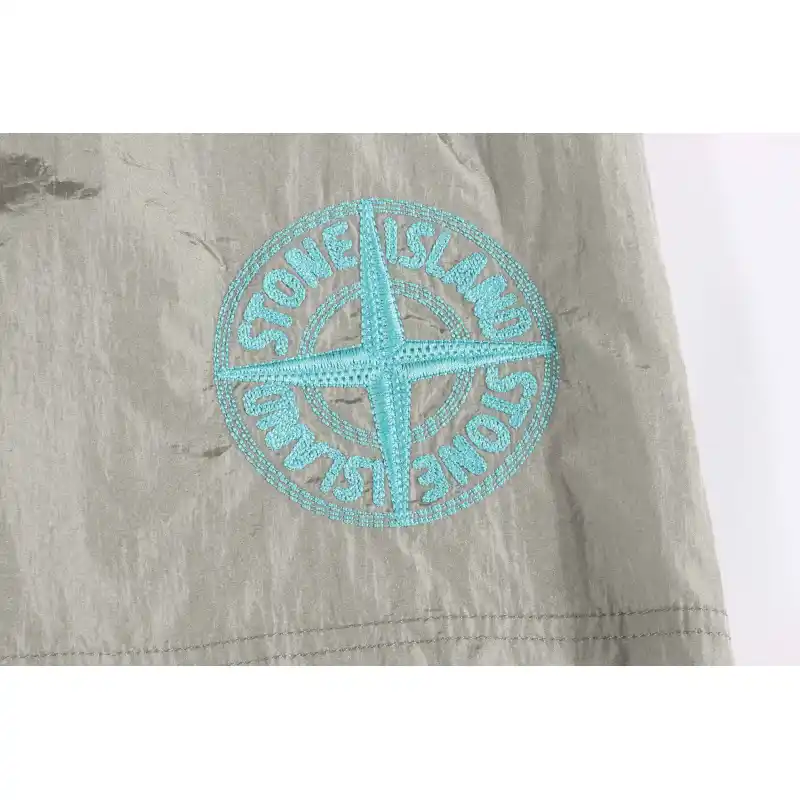 Stone Island Compass-badge Crinkled Shorts Grey