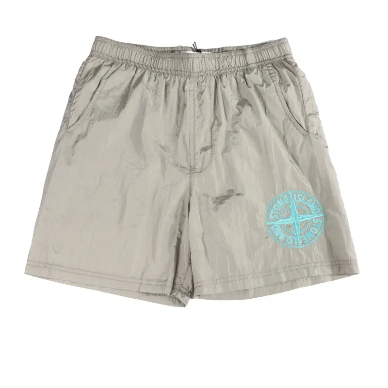 Stone Island Compass-badge Crinkled Shorts Grey