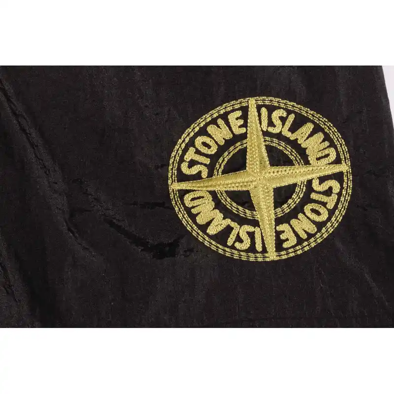 Stone Island Compass-badge Crinkled Shorts Black