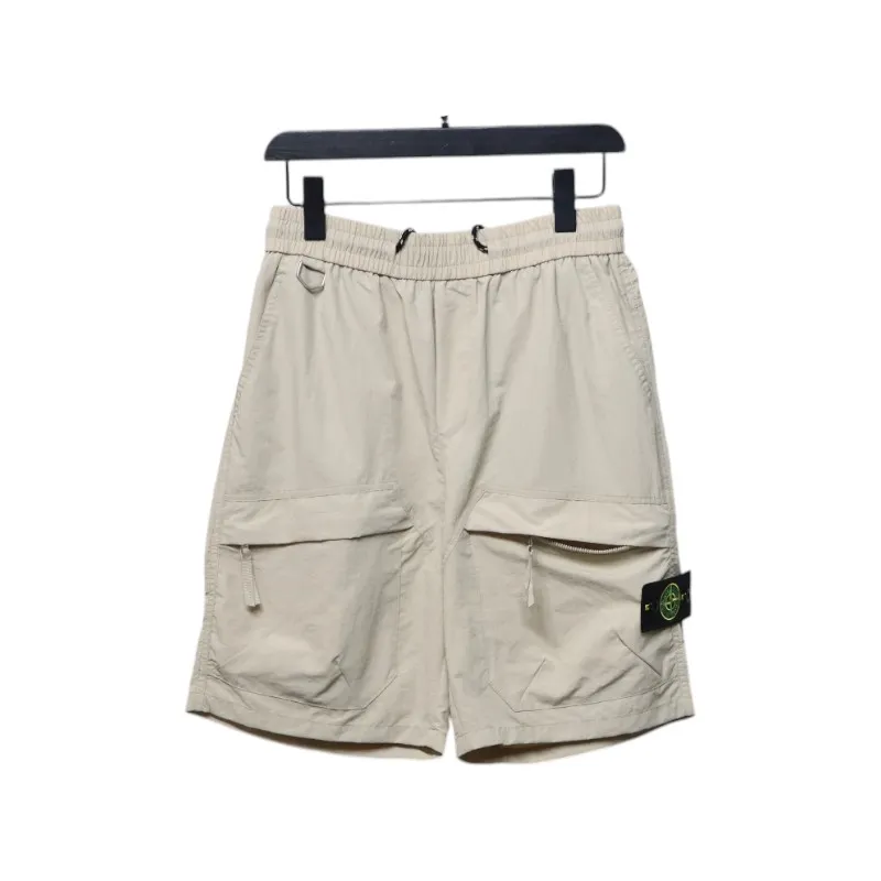 Stone Island Logo Polo Shorts Khaki