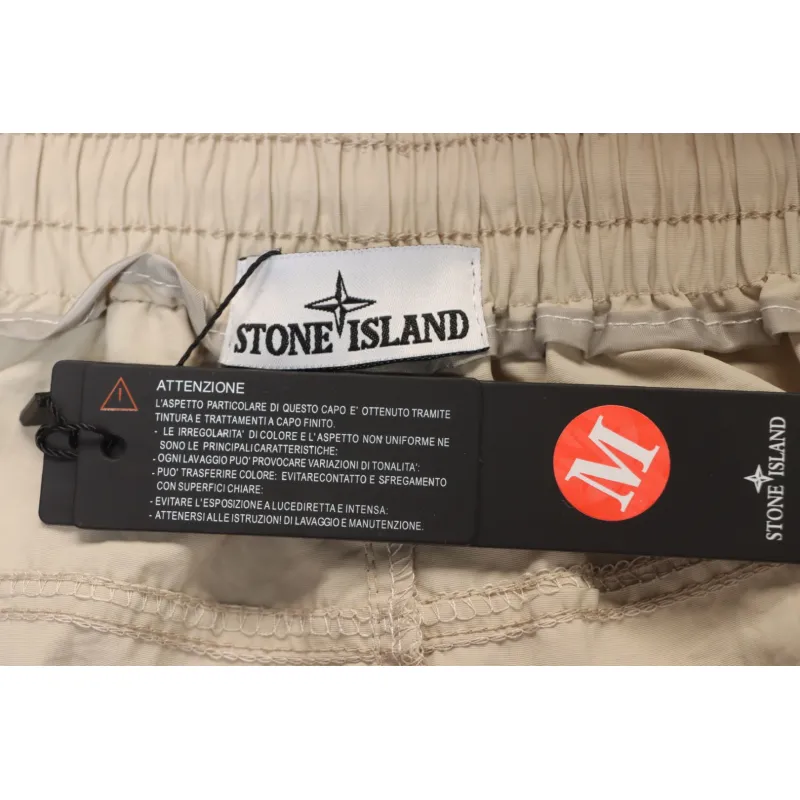 Stone Island Logo Polo Shorts Khaki