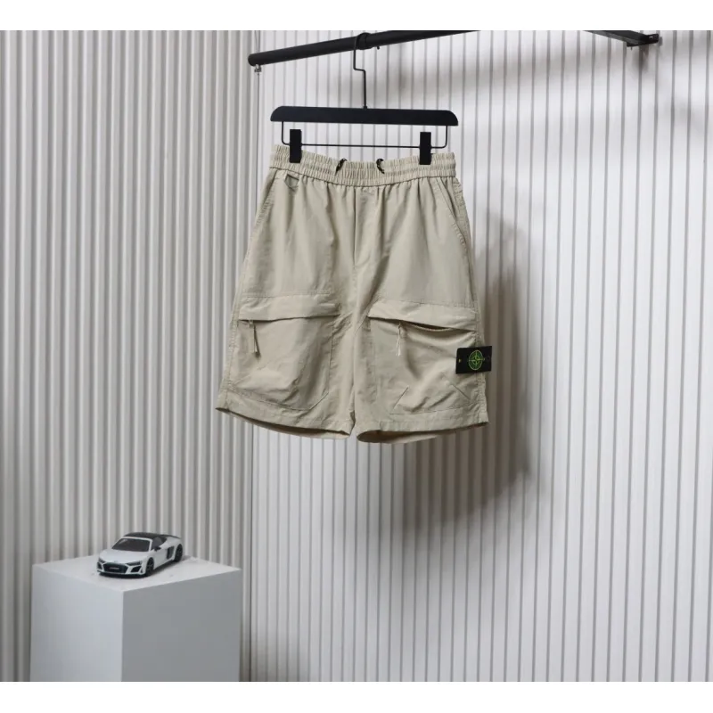 Stone Island Logo Polo Shorts Khaki