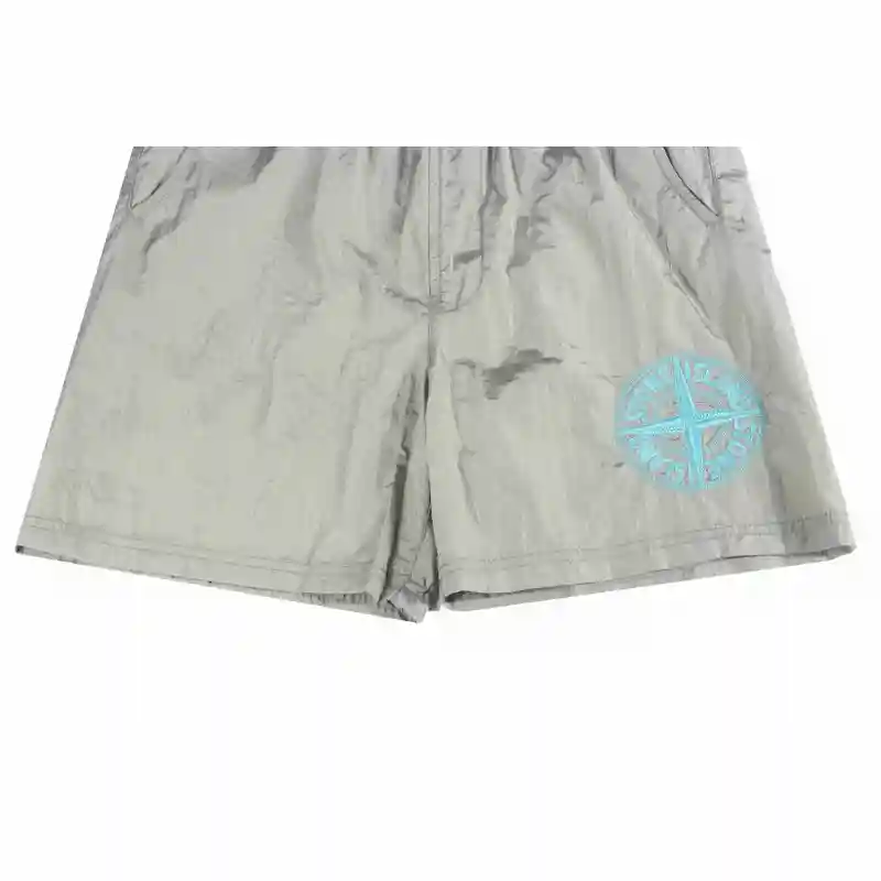 Stone Island Compass-badge Crinkled Shorts Grey