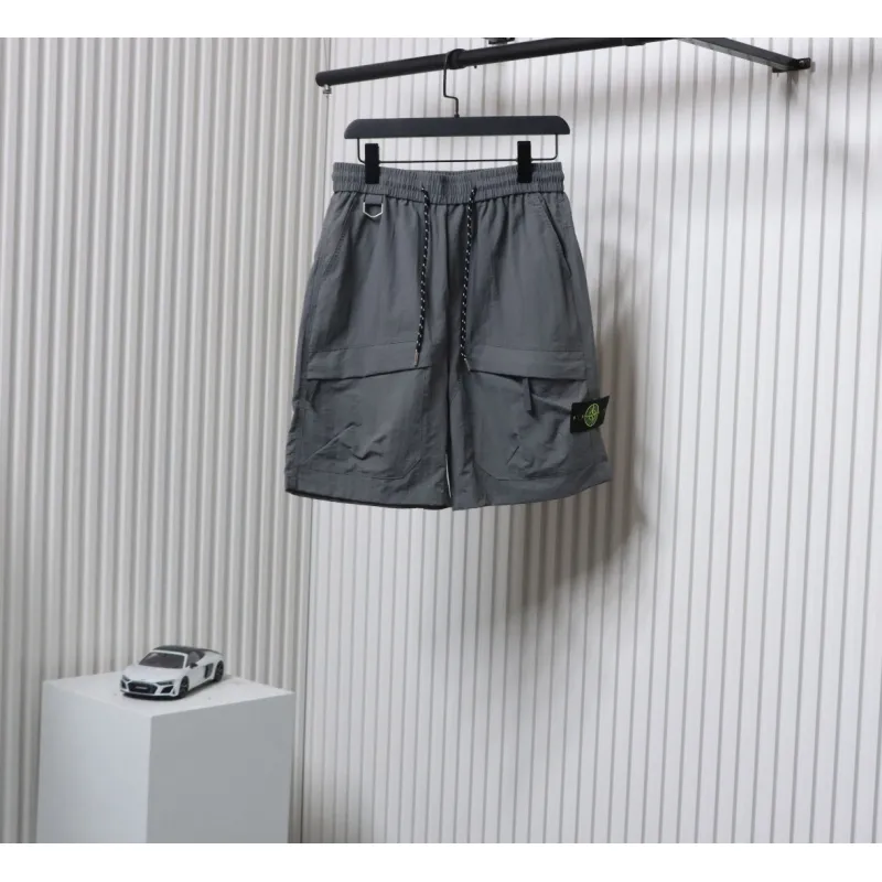 Stone Island Logo Polo Shorts Grey