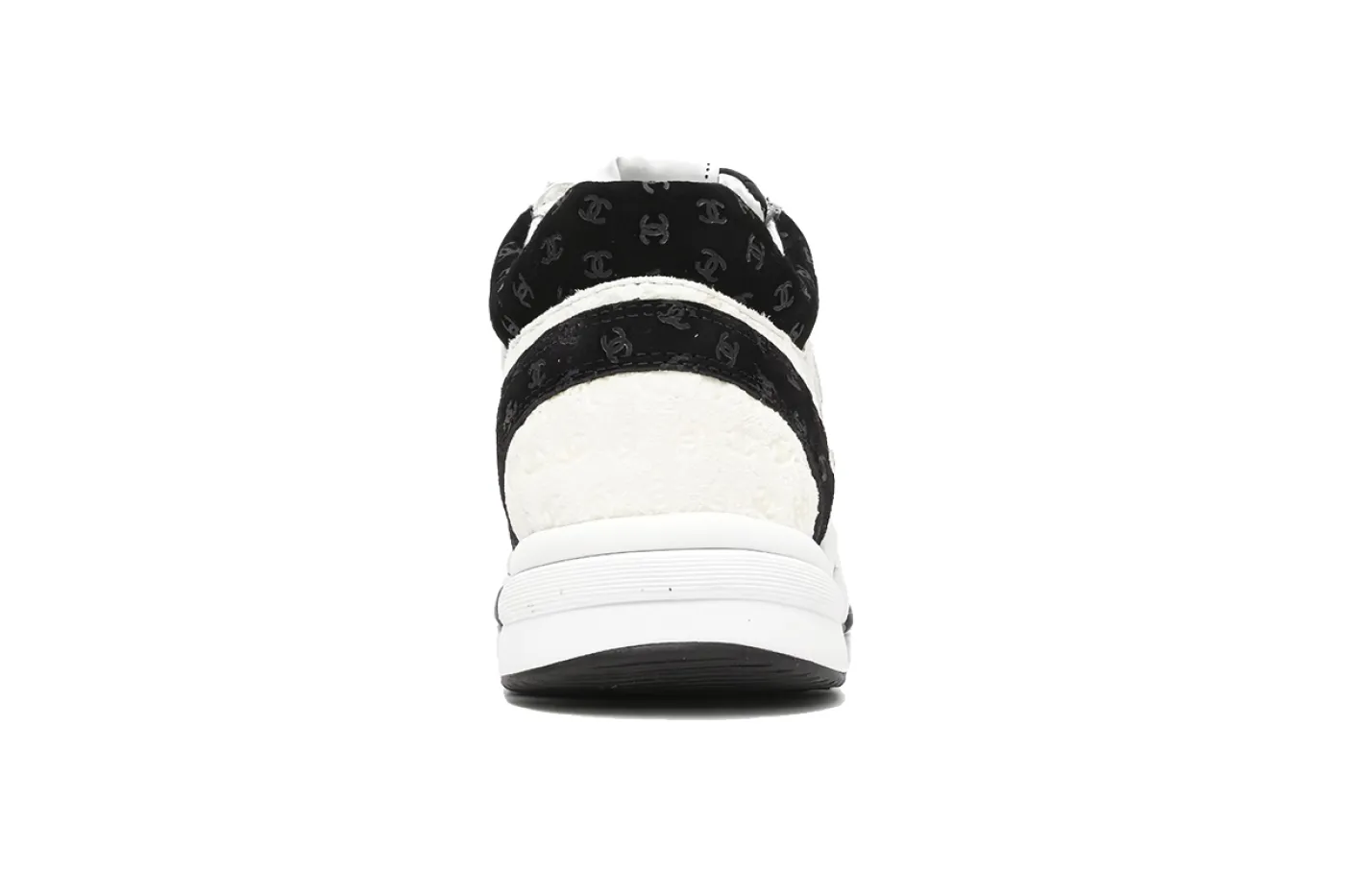 Chanel CC Embossed Logo Black White Suede