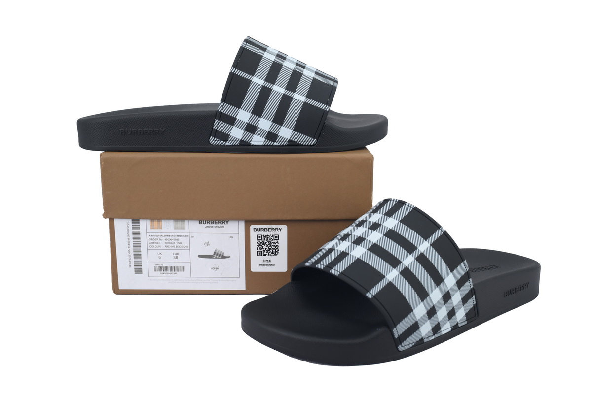 Burberry Check Slides Black