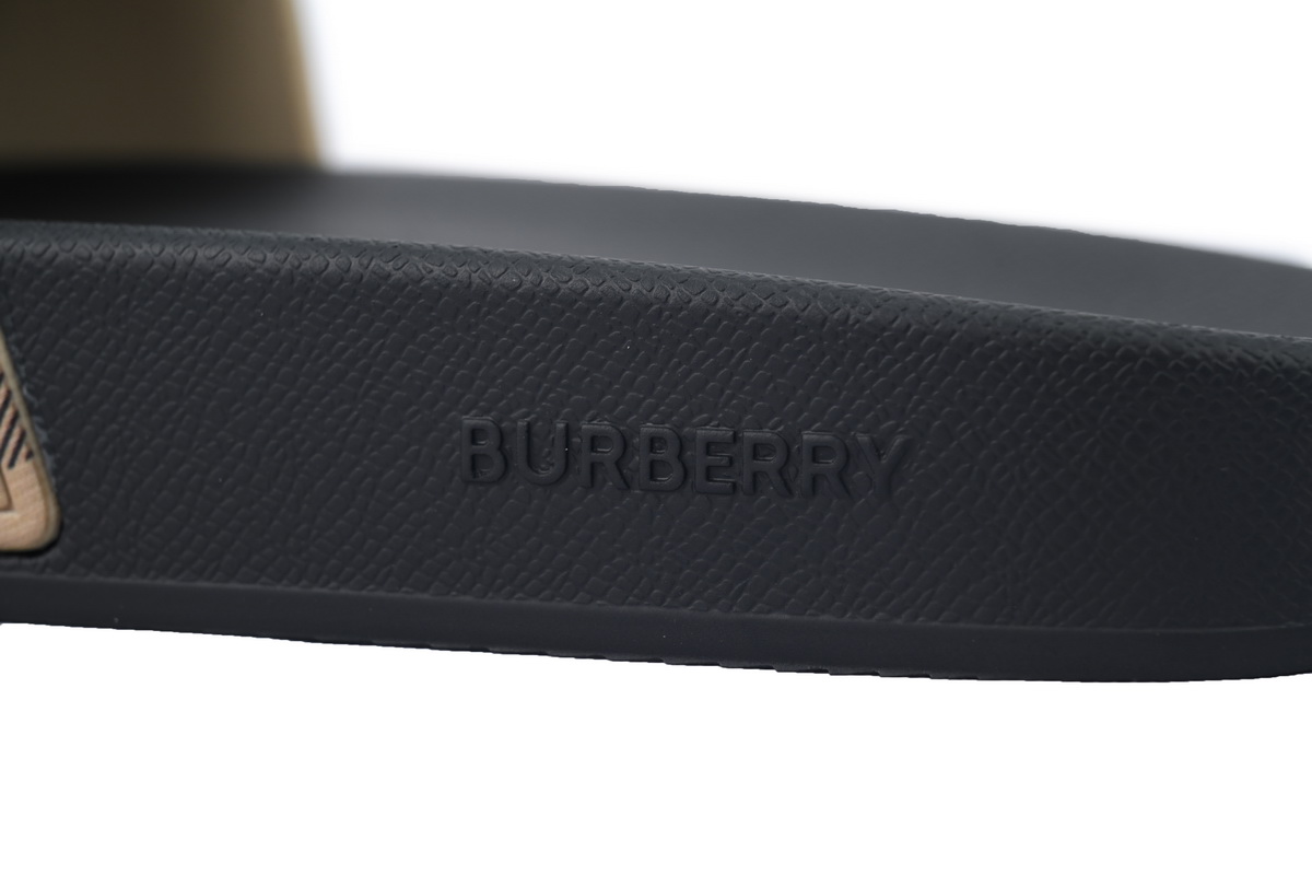 Burberry Check Slides Khaki