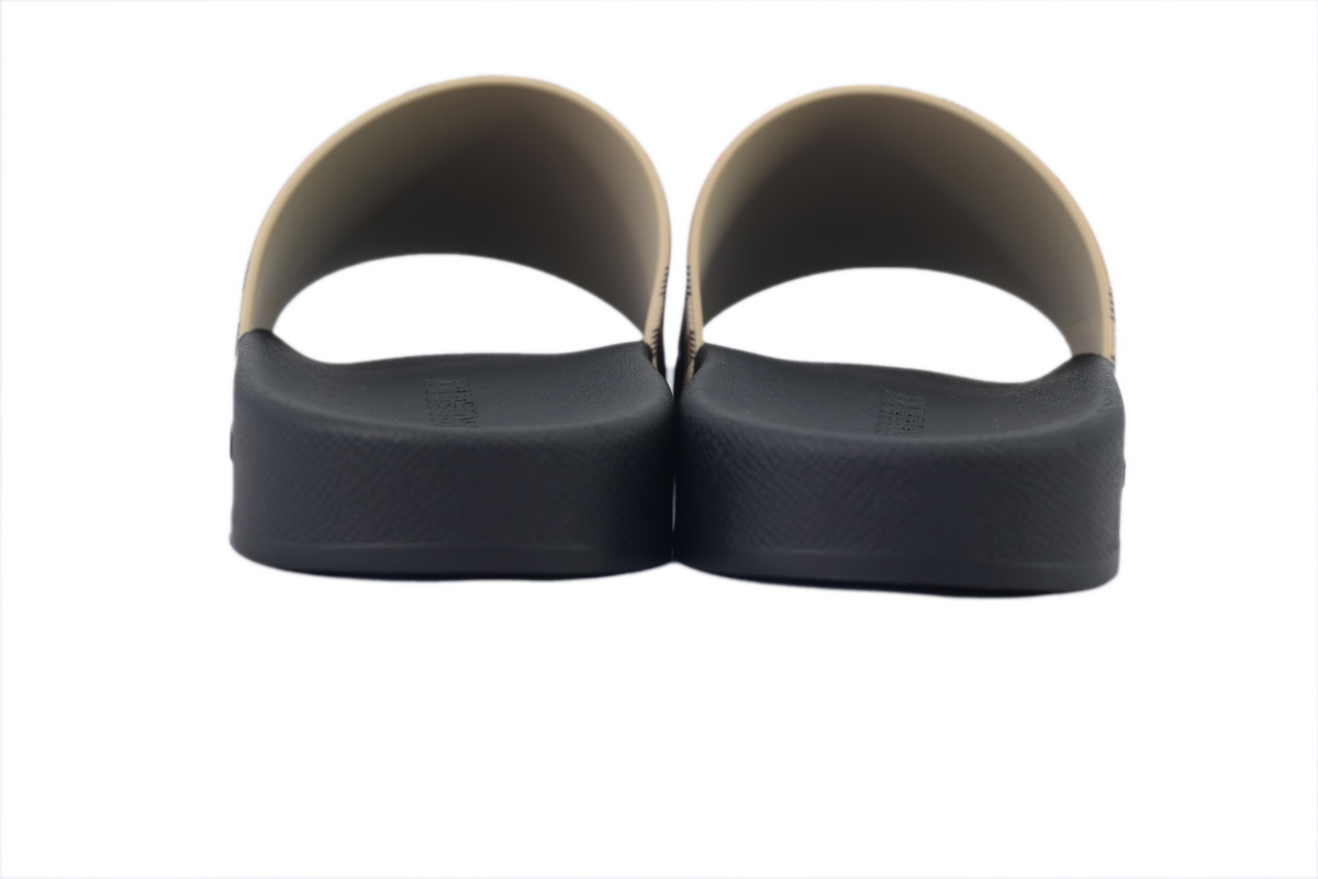 Burberry Check Slides Khaki