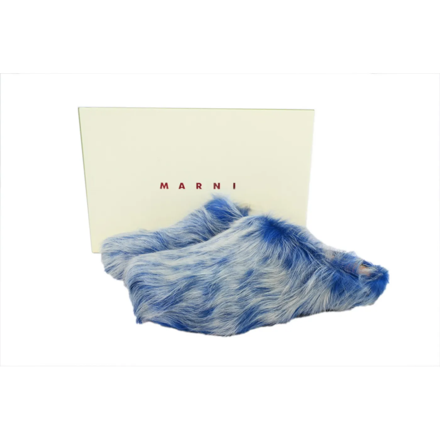 Marni Long-hair Calfskin Fussbett Tie Dye White Blue