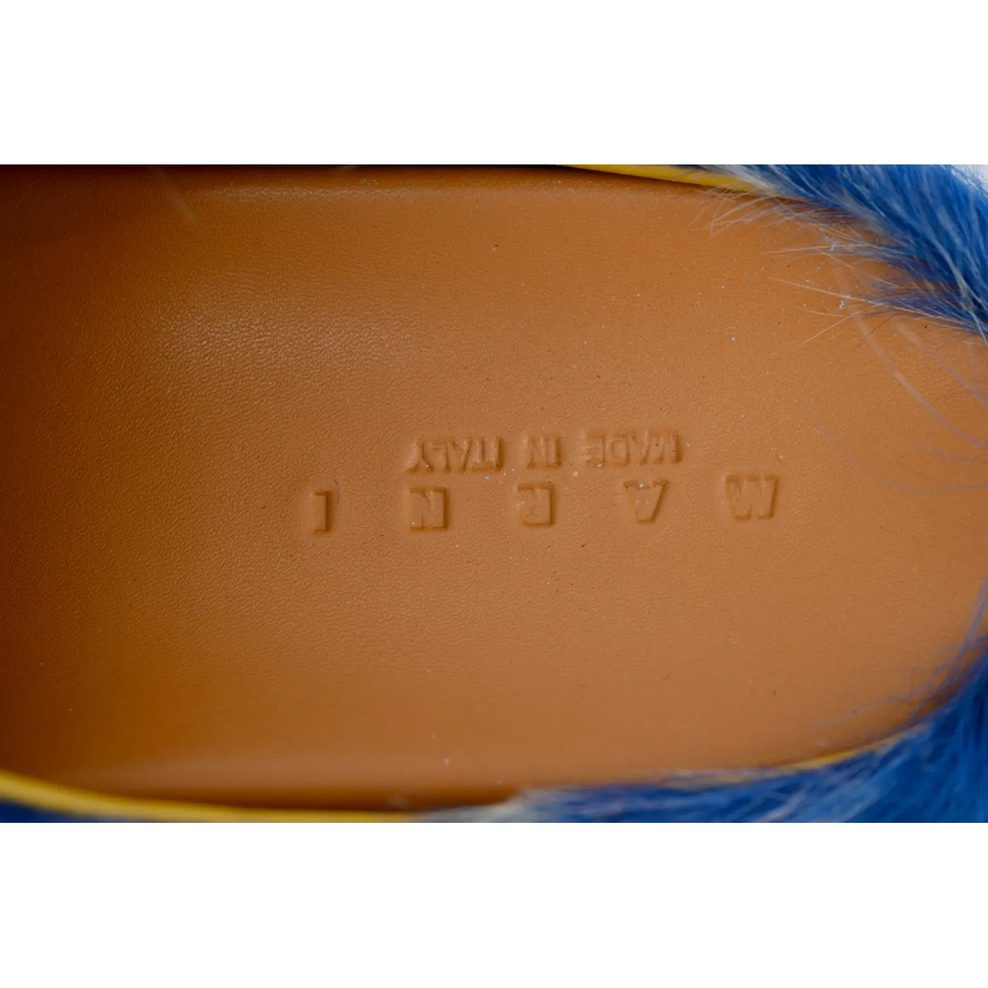 Marni Long-hair Calfskin Fussbett Tie Dye White Blue