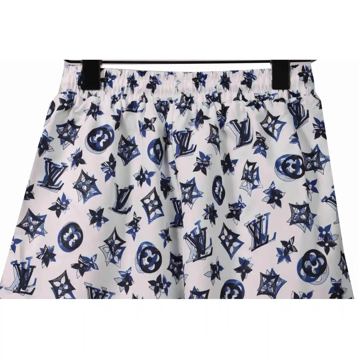 Louis Vuitton Overlapping Monogram Printed Beach Shorts White Blue