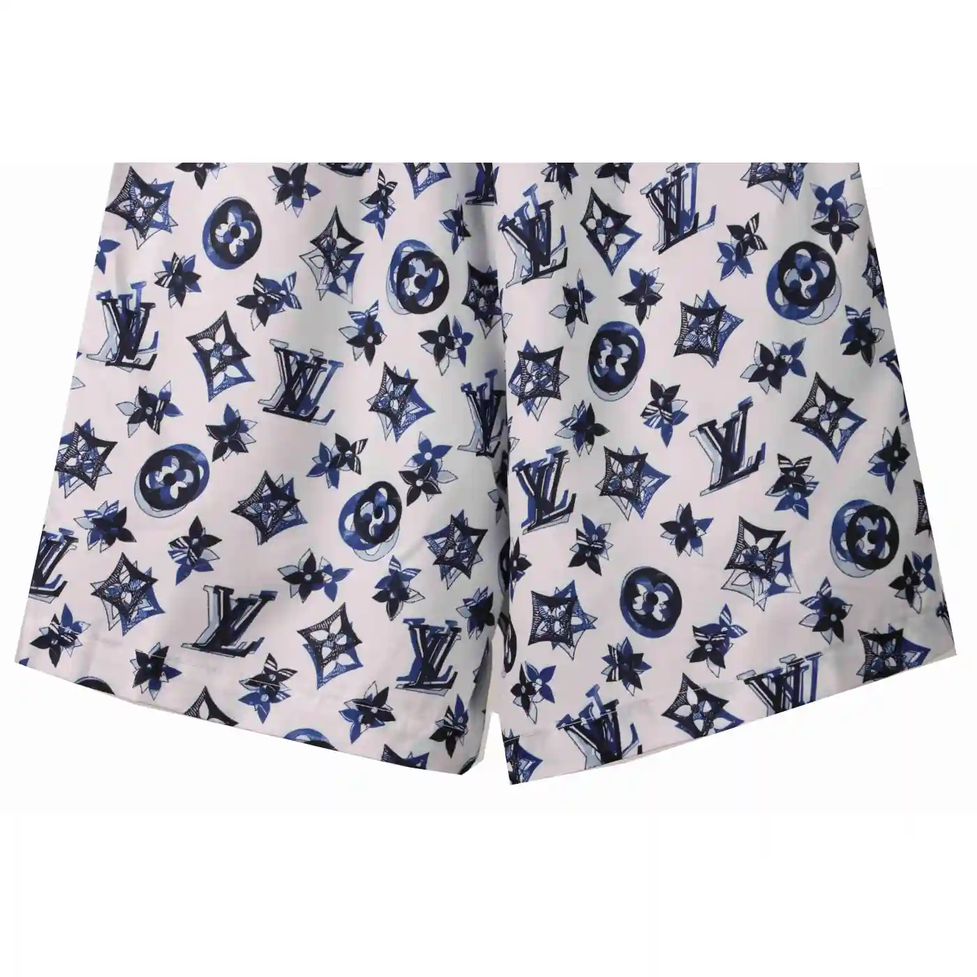 Louis Vuitton Overlapping Monogram Printed Beach Shorts White Blue