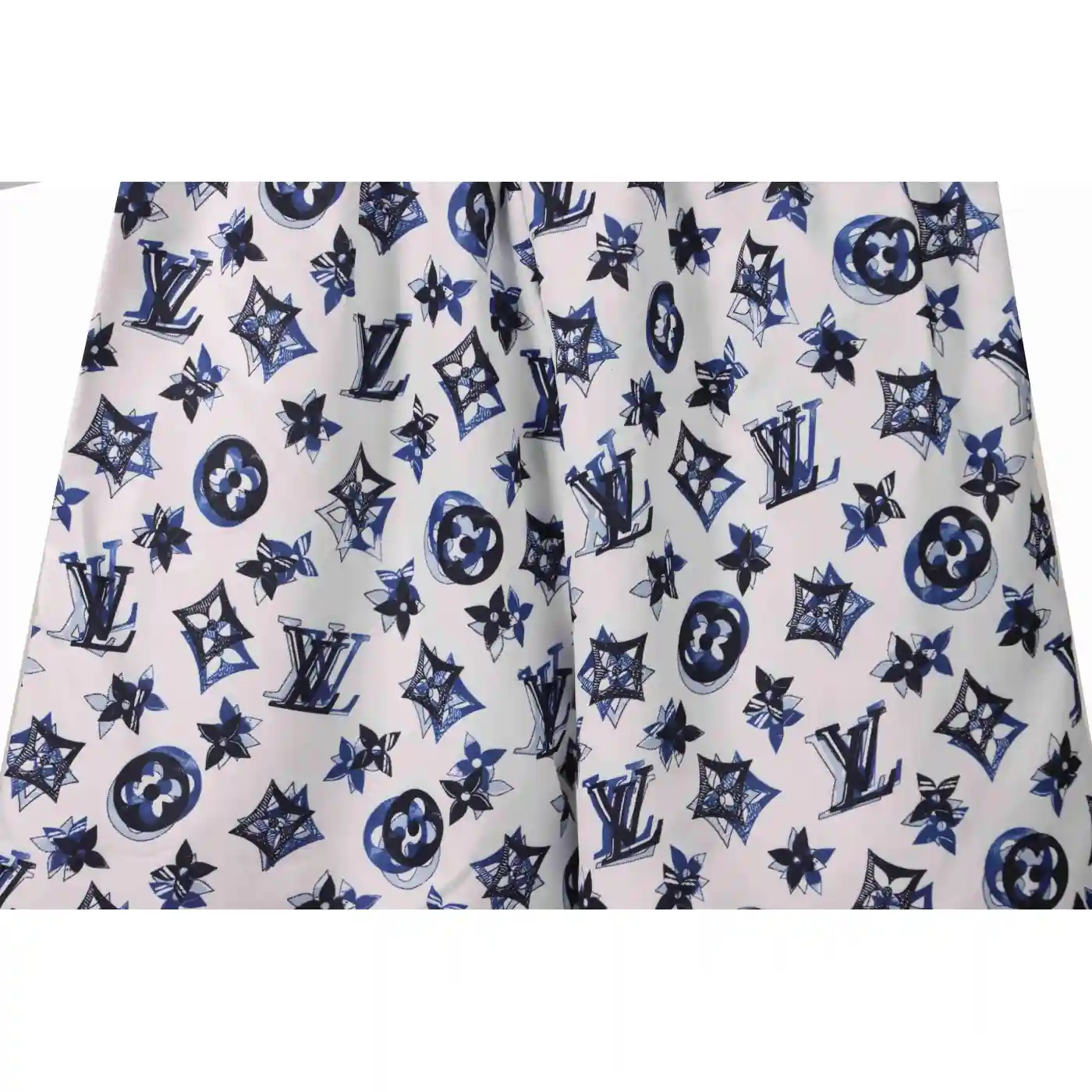 Louis Vuitton Overlapping Monogram Printed Beach Shorts White Blue