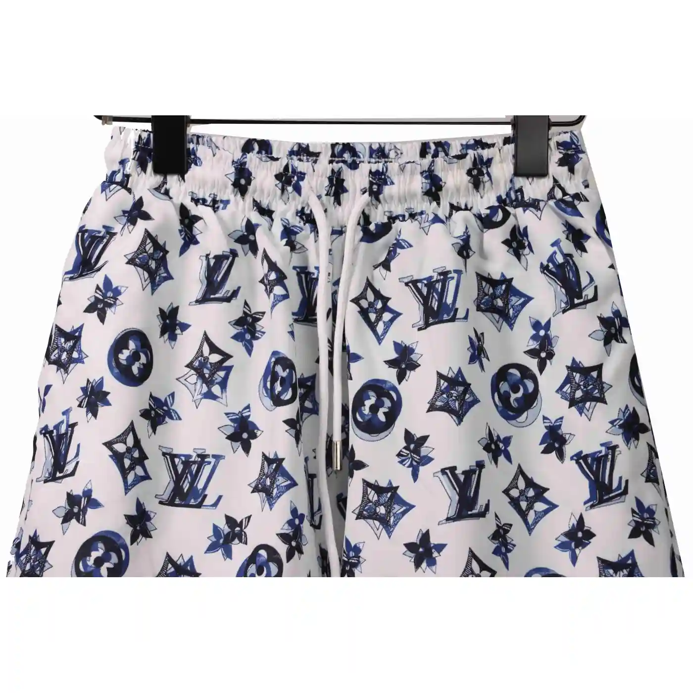 Louis Vuitton Overlapping Monogram Printed Beach Shorts White Blue