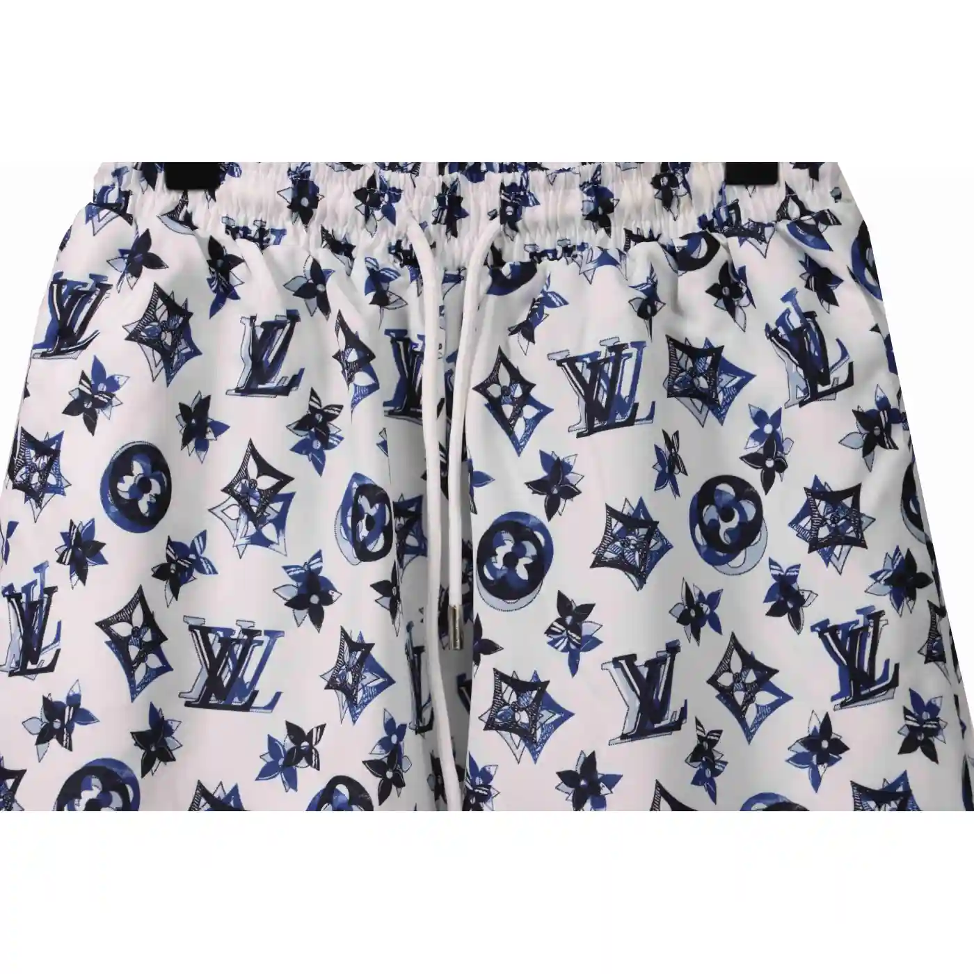 Louis Vuitton Overlapping Monogram Printed Beach Shorts White Blue
