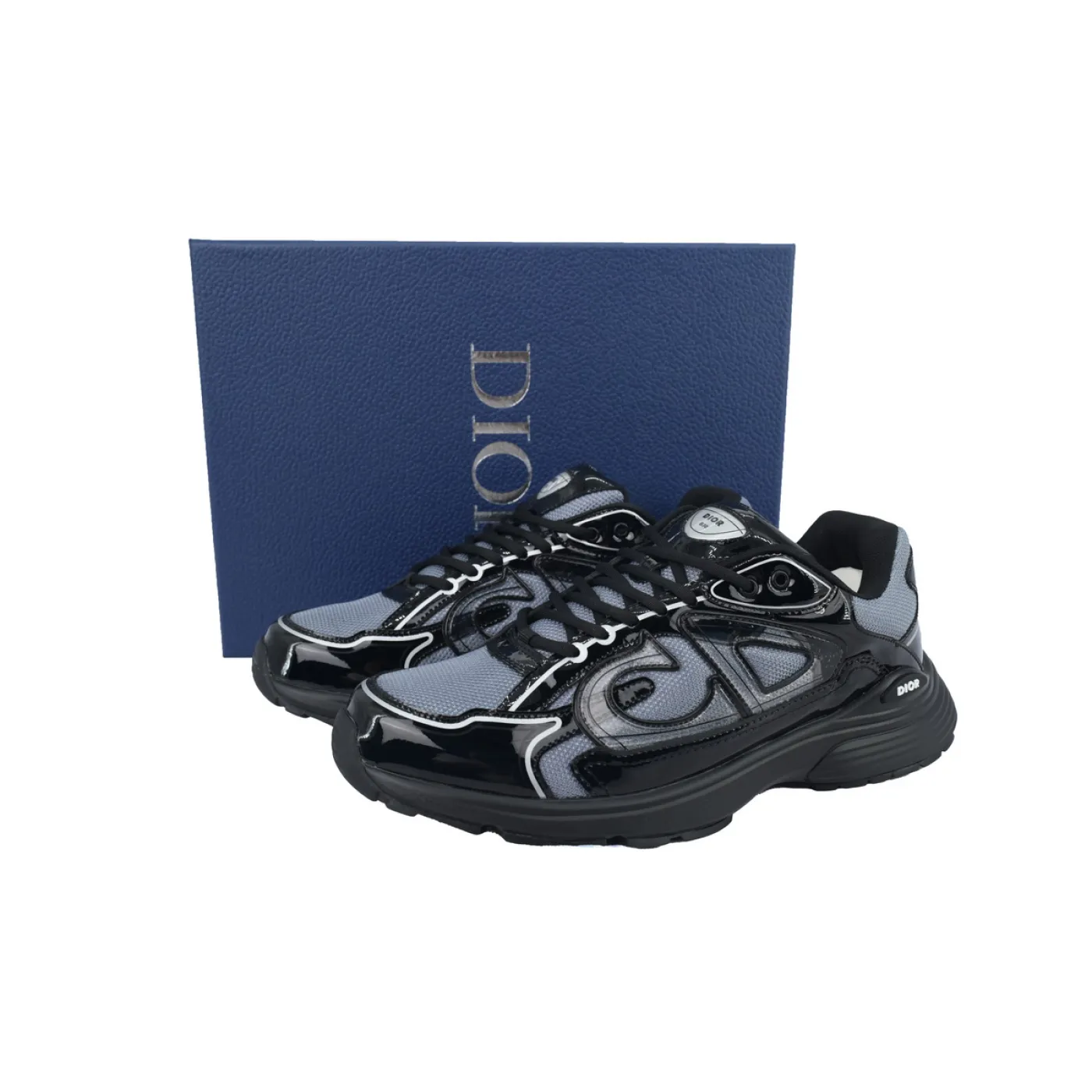 Dior B30 Sneakers Patent Leather Black Gray