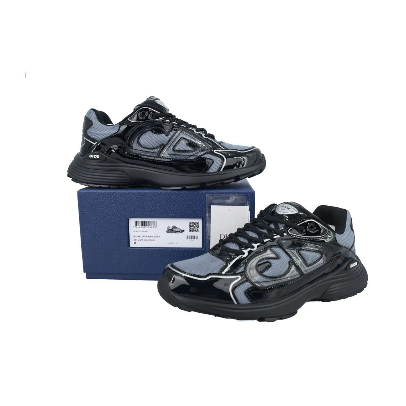 Dior B30 Sneakers Patent Leather Black Gray