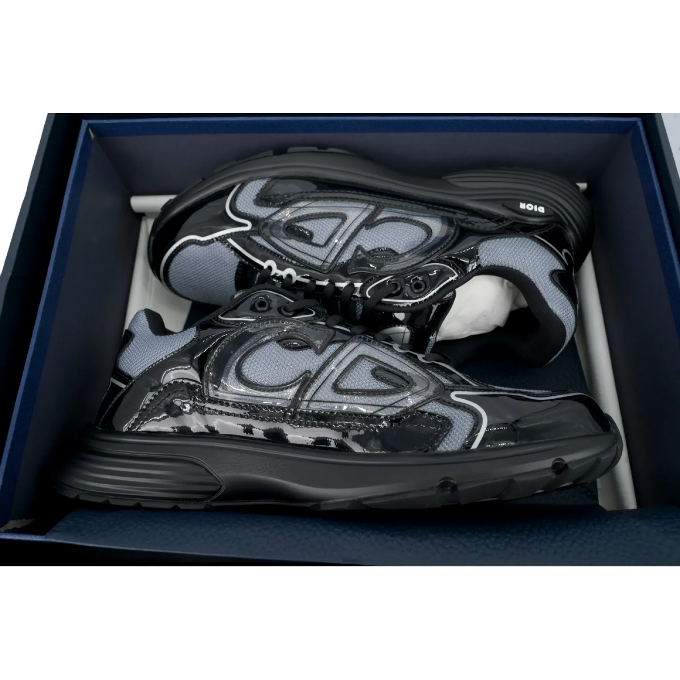 Dior B30 Sneakers Patent Leather Black Gray