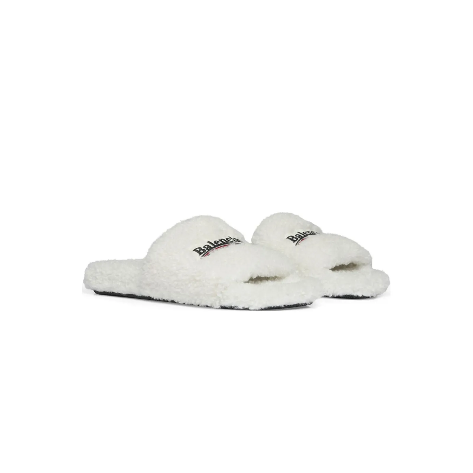 Balenciaga Furry Slide White