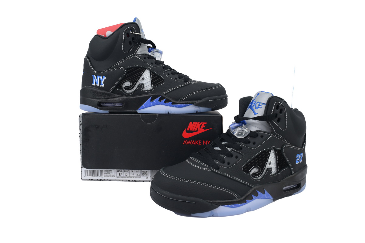Awake NY x Air Jordan 5 Retro Black Racer Blue DV4982-004