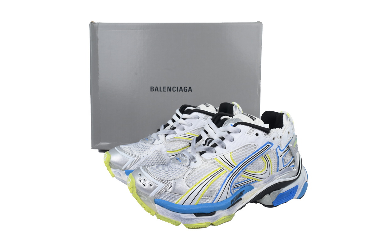 Balenciaga Runner Sneaker White Blue Yellow 772767 W3RNY 0213