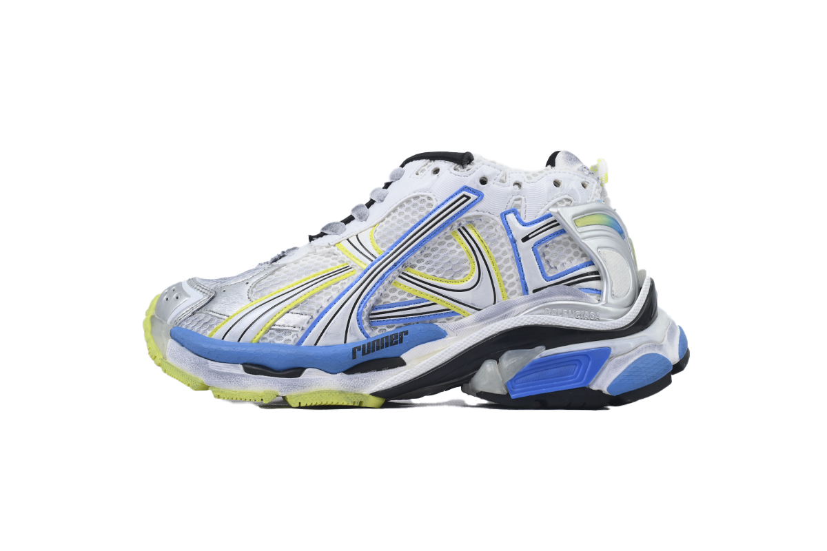 Balenciaga Runner Sneaker White Blue Yellow 772767 W3RNY 0213
