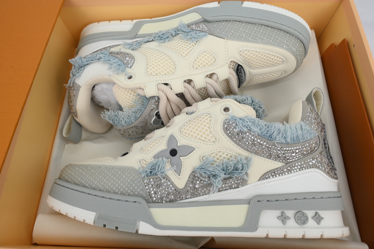 Louis Vuitton Skate LV Horse Hair Gray White Diamond