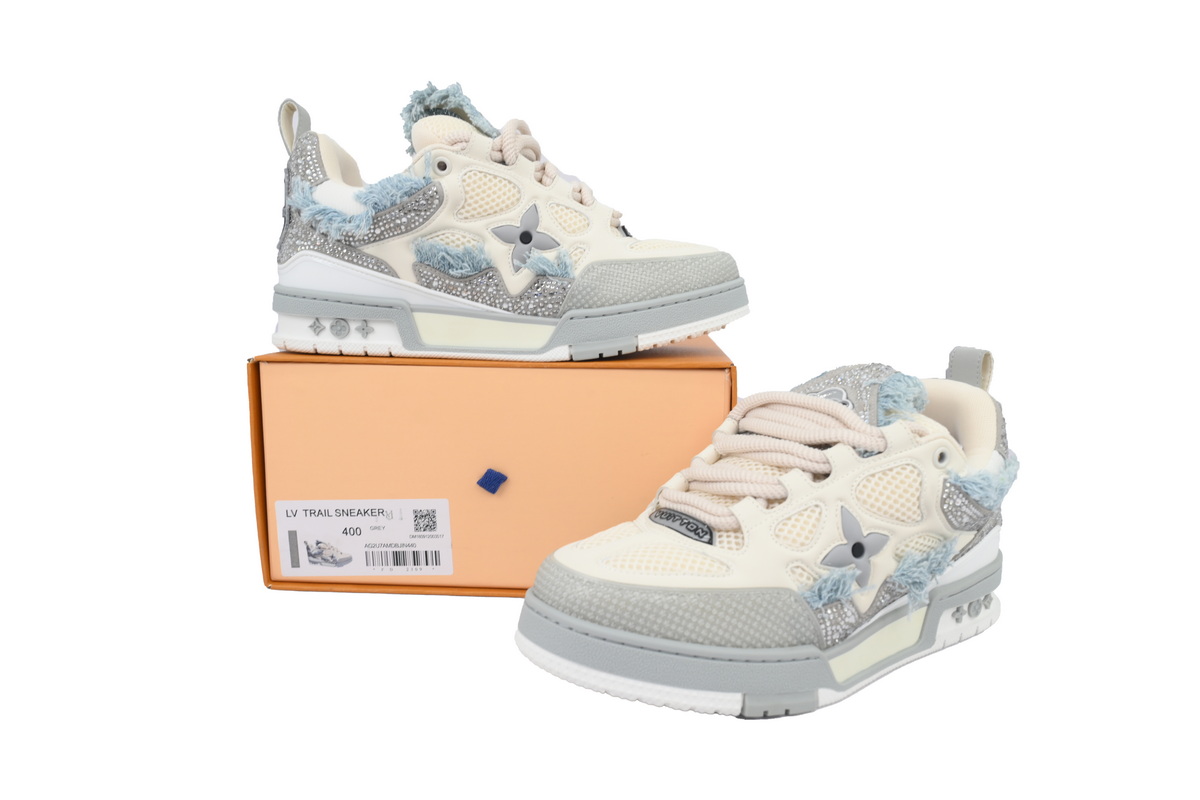 Louis Vuitton Skate LV Horse Hair Gray White Diamond