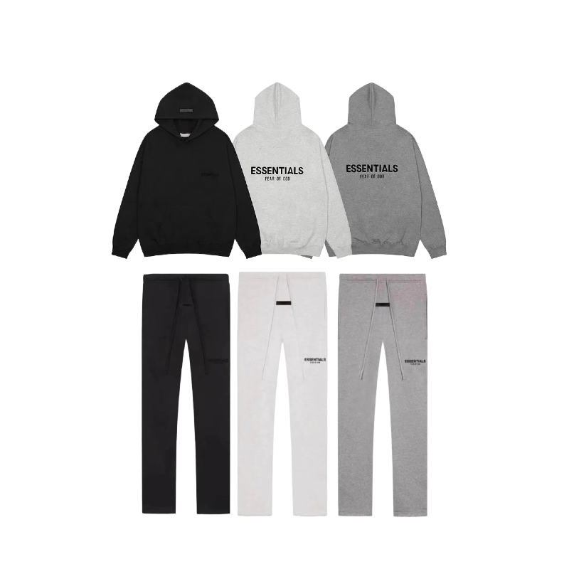 Fear of God Essentials Hoodie Sweatpant Set Black Grey