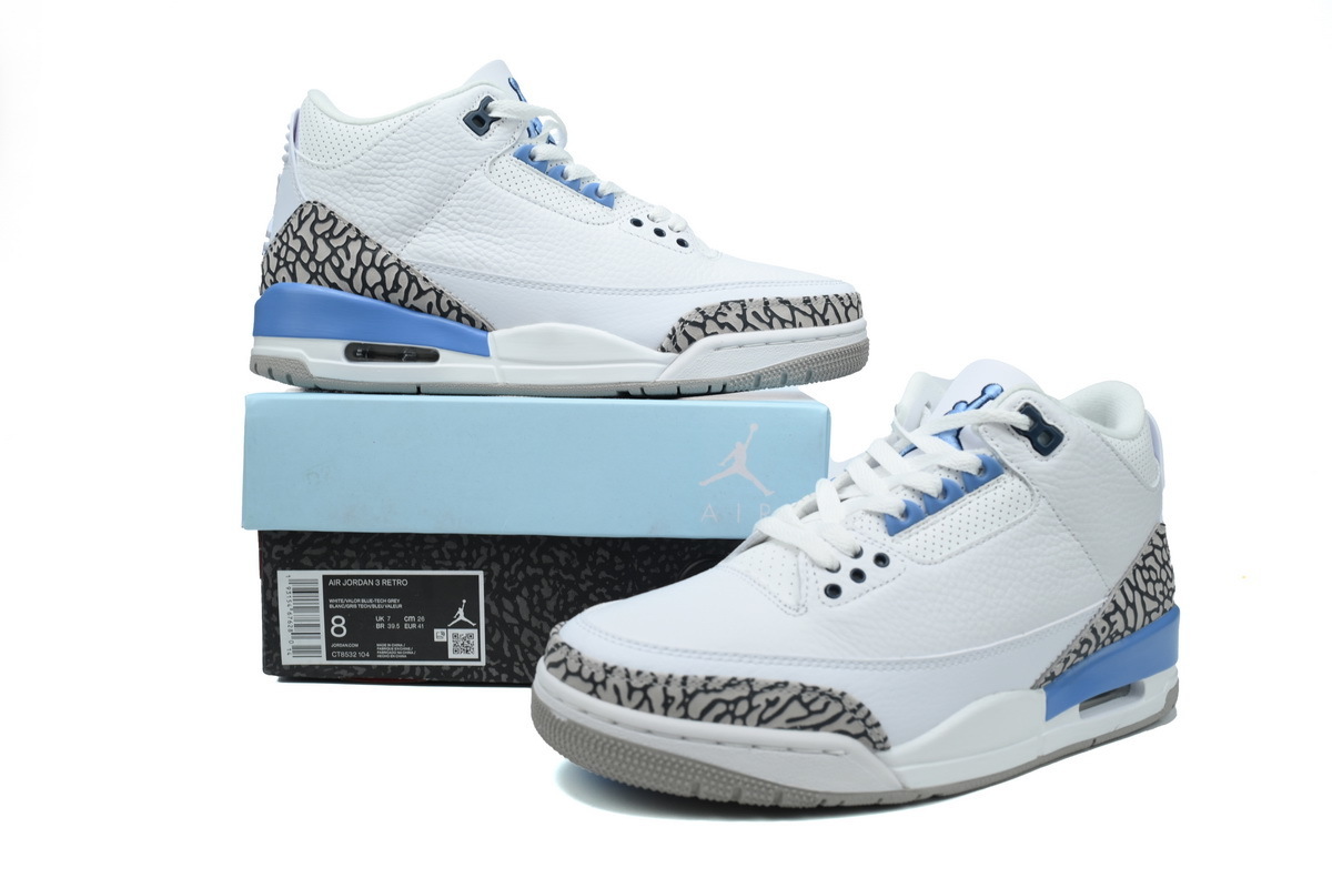 Air Jordan 3 Retro UNC White Blue CT8532-104