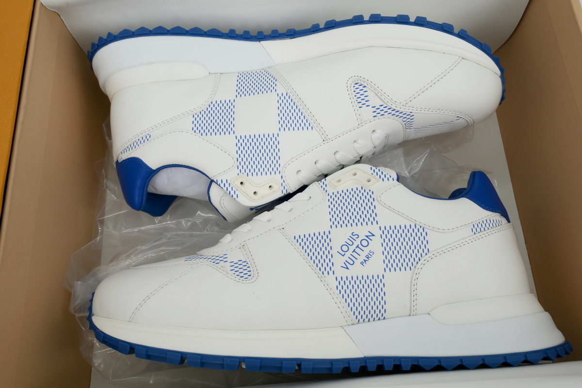 Louis Vuitton Runner White Blue Grid Pattern