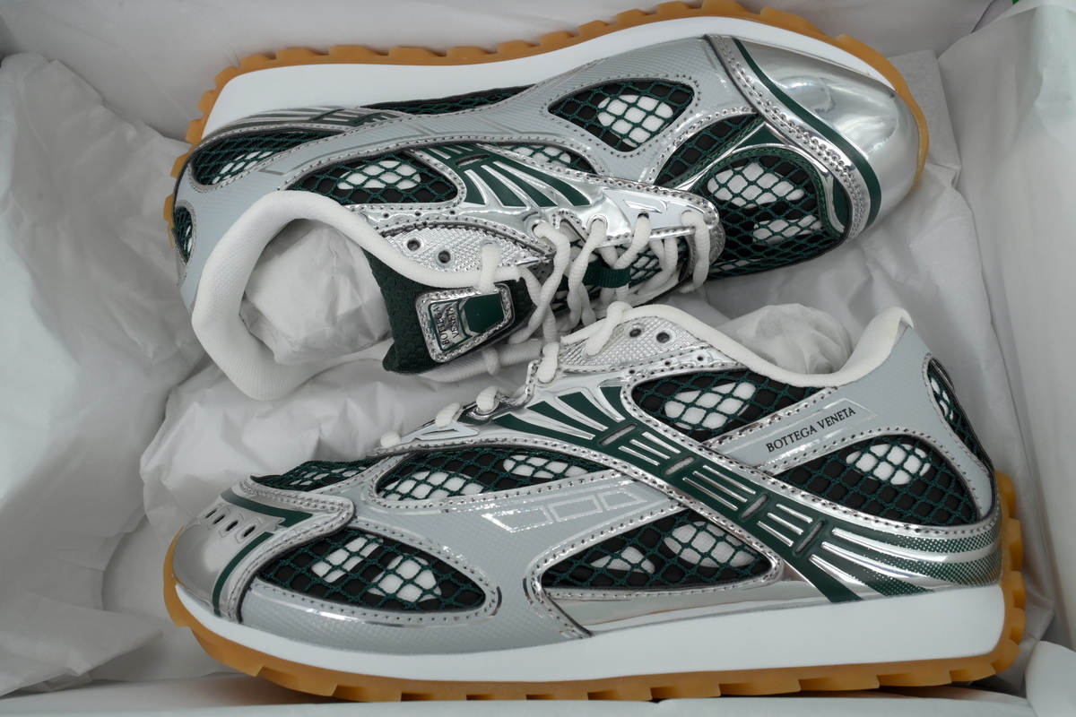 BOTTEGA VENETA Orbit Sneakers Dark Green Silver