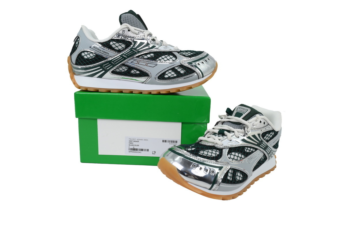 BOTTEGA VENETA Orbit Sneakers Dark Green Silver