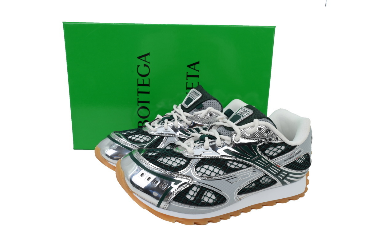 BOTTEGA VENETA Orbit Sneakers Dark Green Silver