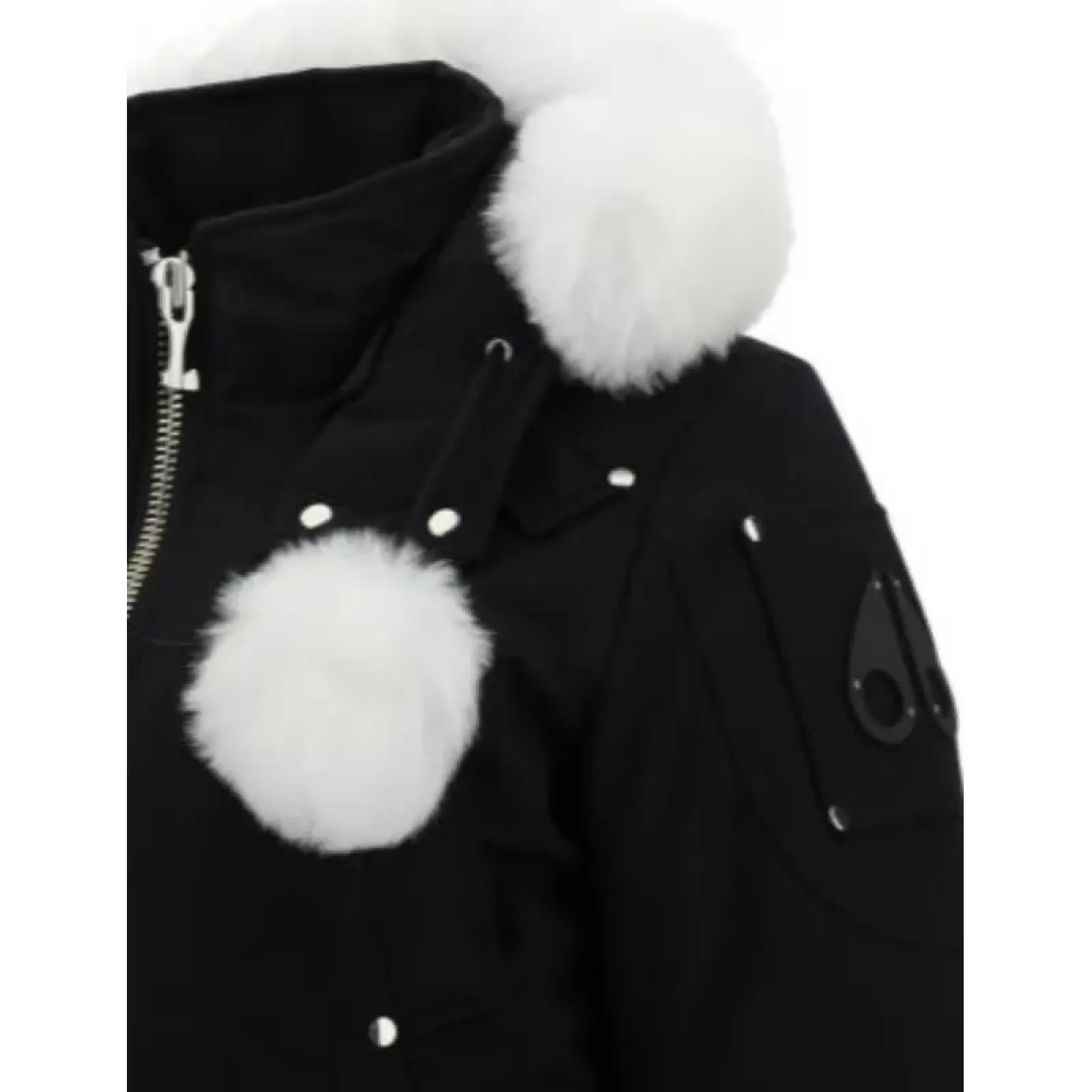 Moose Knuckles Black Jacket White Wool Collar（NFC)