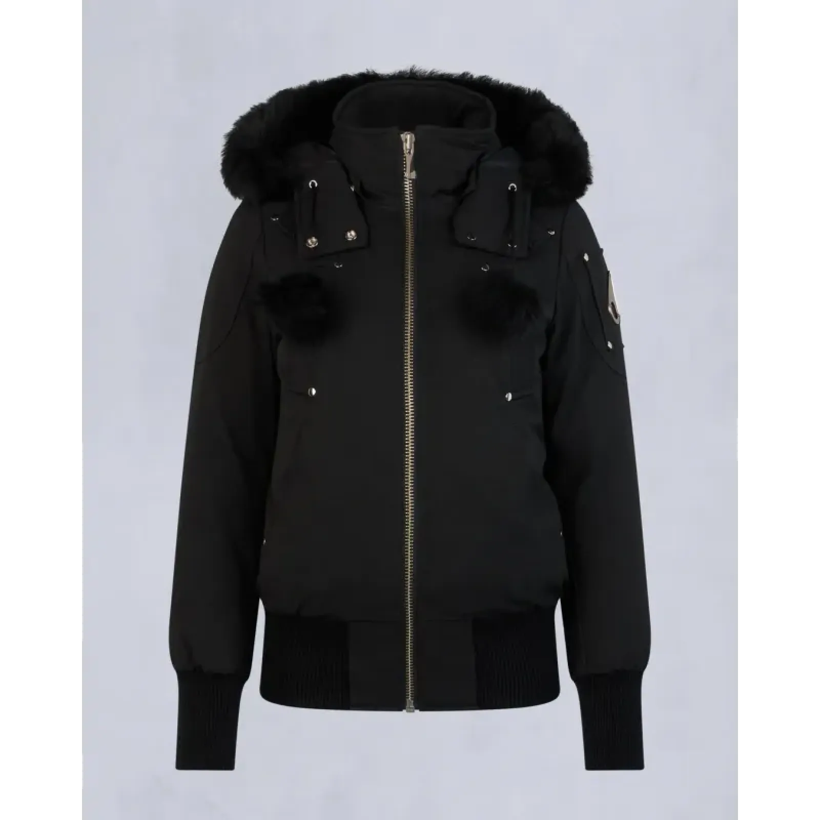 Moose Knuckles Black Jacket Black Wool Collar（NFC)