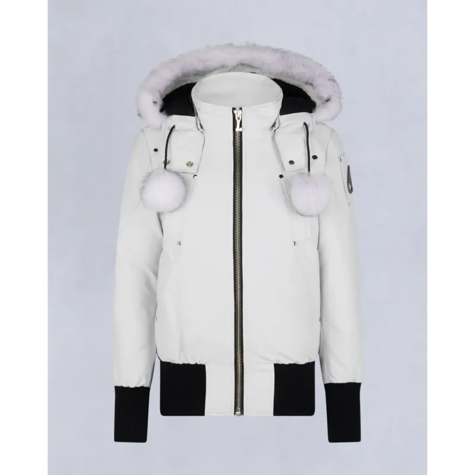 Moose Knuckles White Jacket White Wool Collar（NFC)