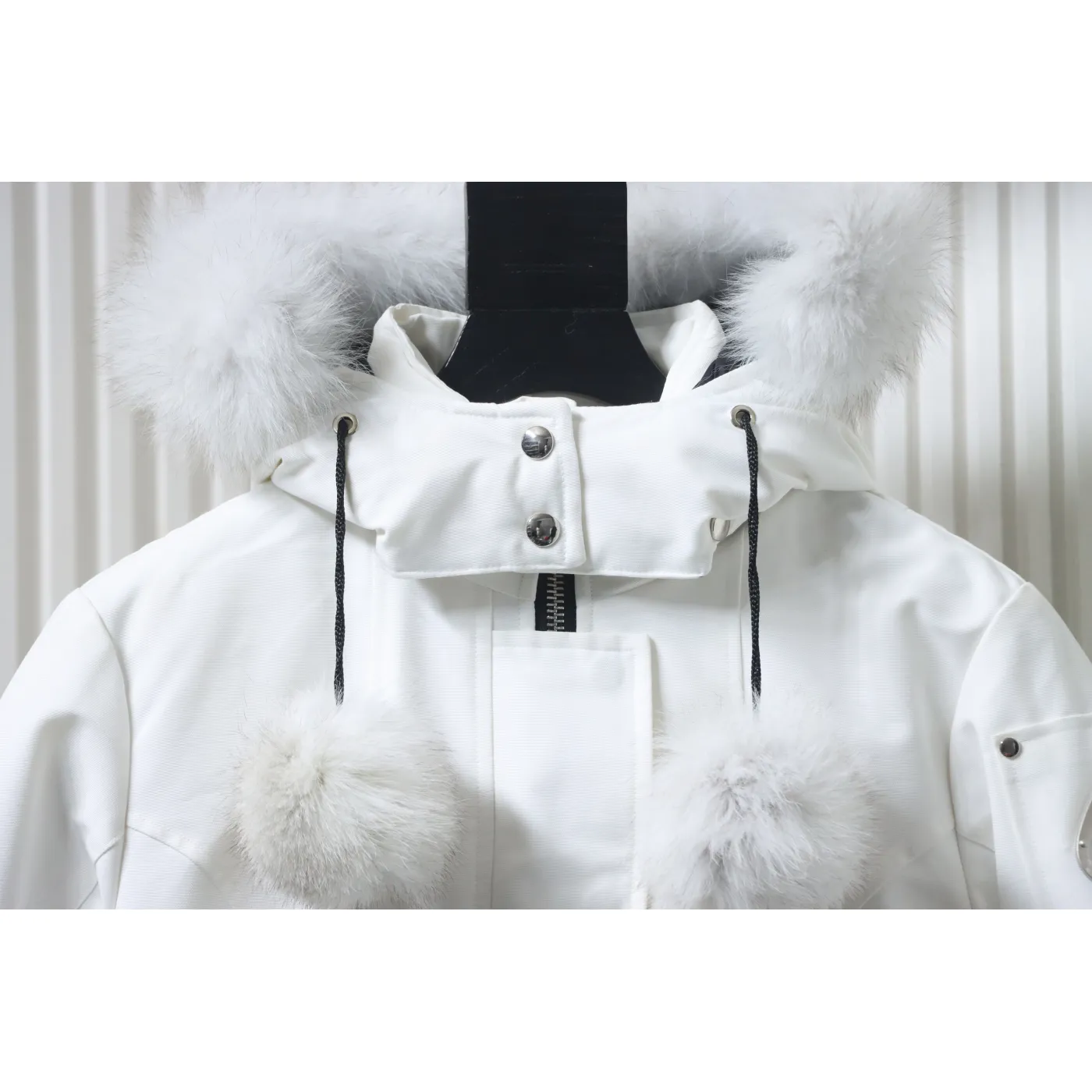 Moose Knuckles Women's Debbie Down Bomber Jacket W/ Fur White