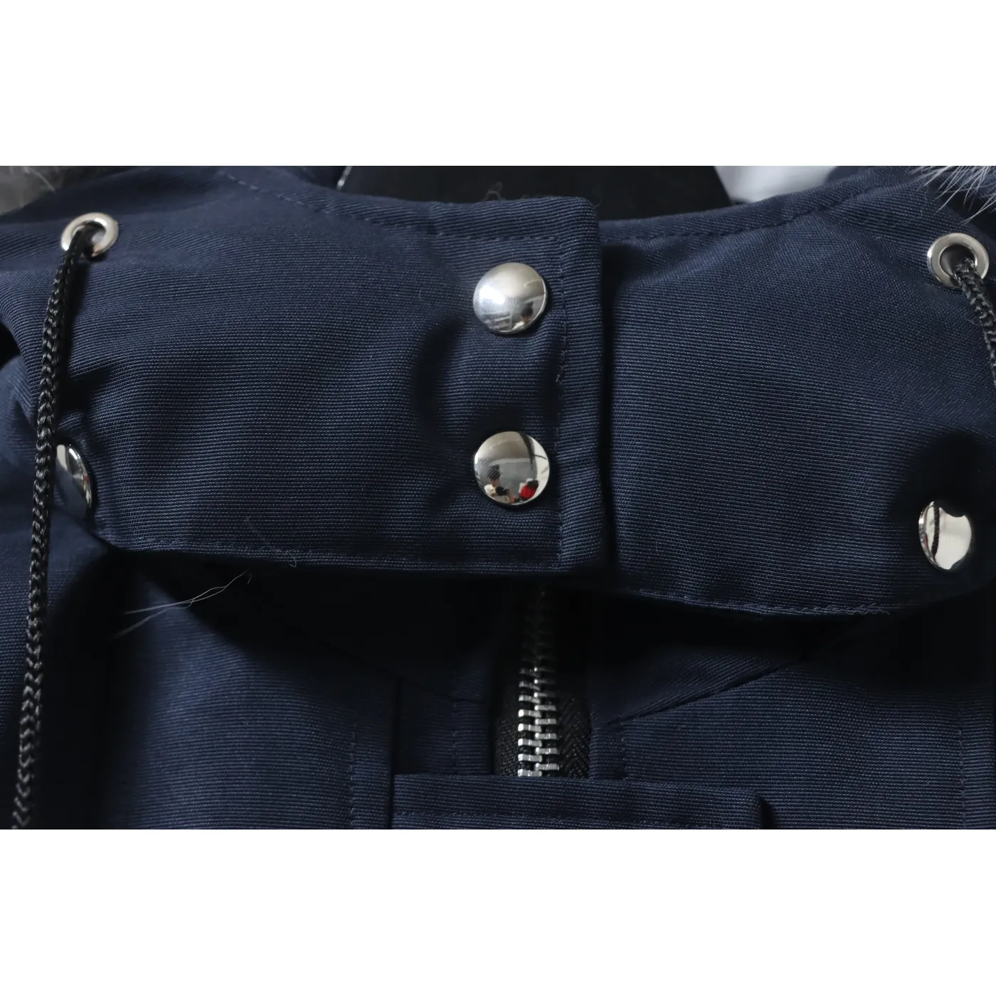 Moose Knuckles Women's Debbie Down Bomber Jacket W/ Fur Navy Blue