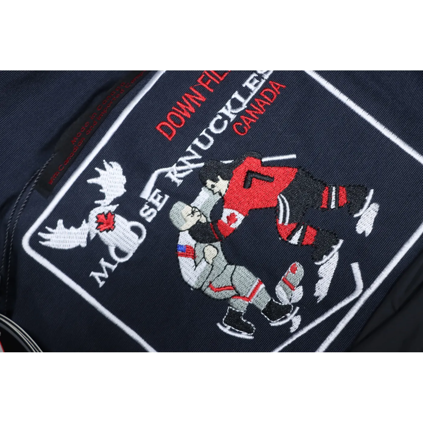 Moose Knuckles Women's Debbie Down Bomber Jacket W/ Fur Navy Blue