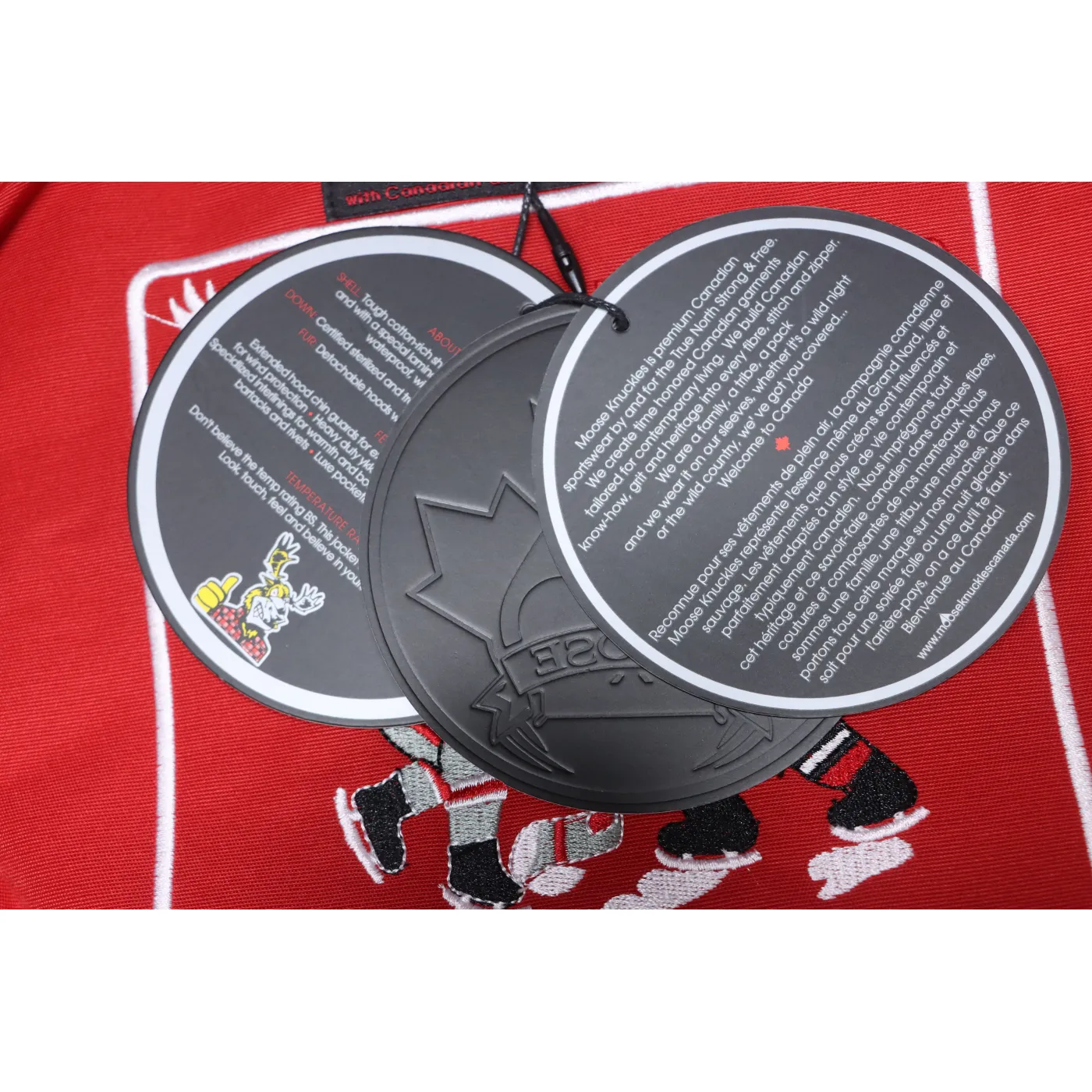 Moose Knuckles Men's Balistic Bomber Zip-Up Fur Jacket Red