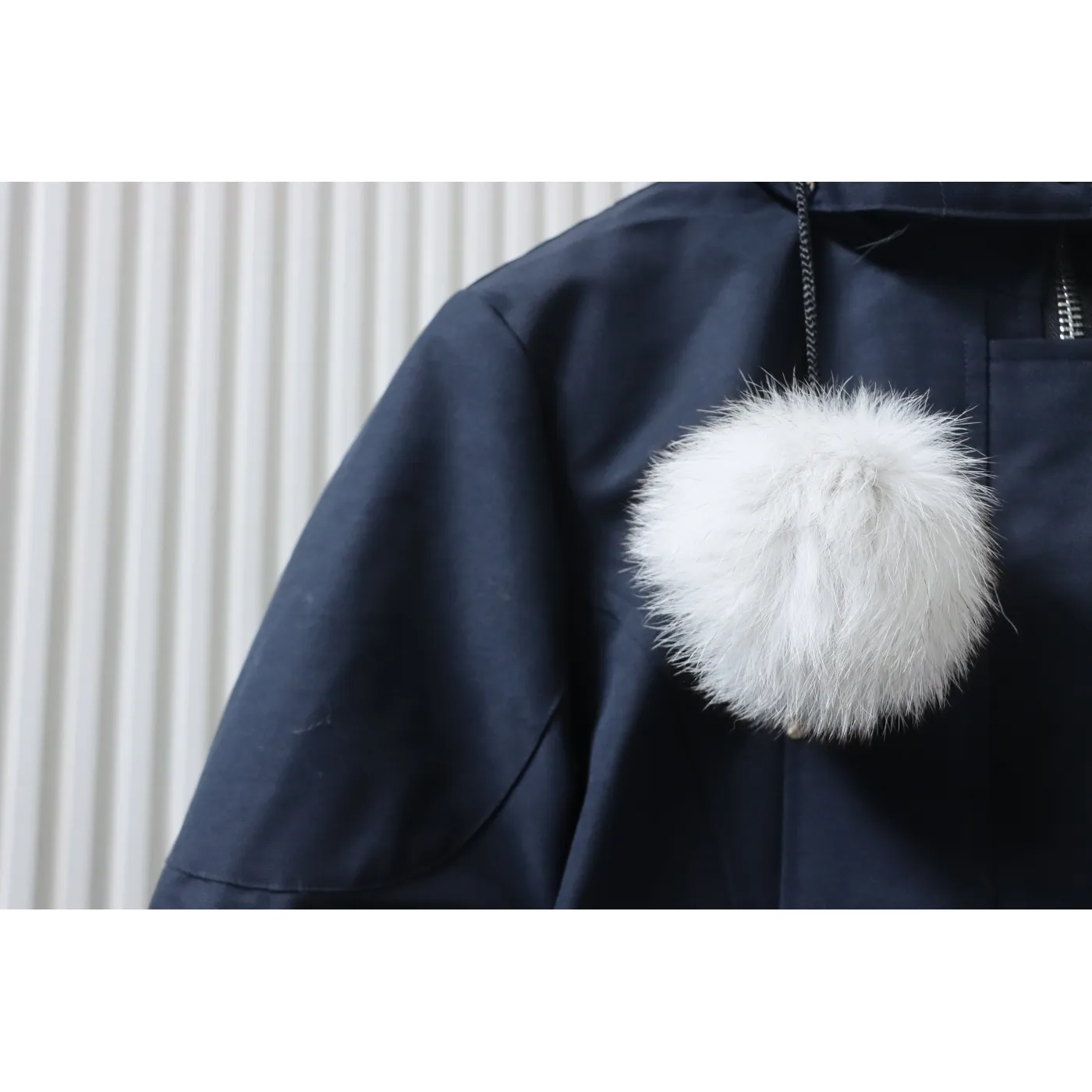Moose Knuckles Women's Debbie Down Bomber Jacket W/ Fur Navy Blue